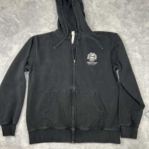 Econscious Hoodie Green Man Legendary Ales Black 2XL Asheville NC Full Zip - Picture 2 of 7